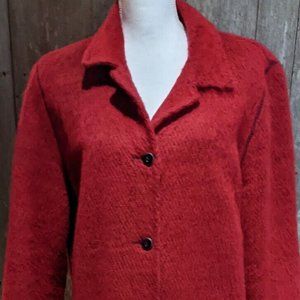 Adorable Vintage Democracy Red Mohair Blend Mid-Length Coat Size XL